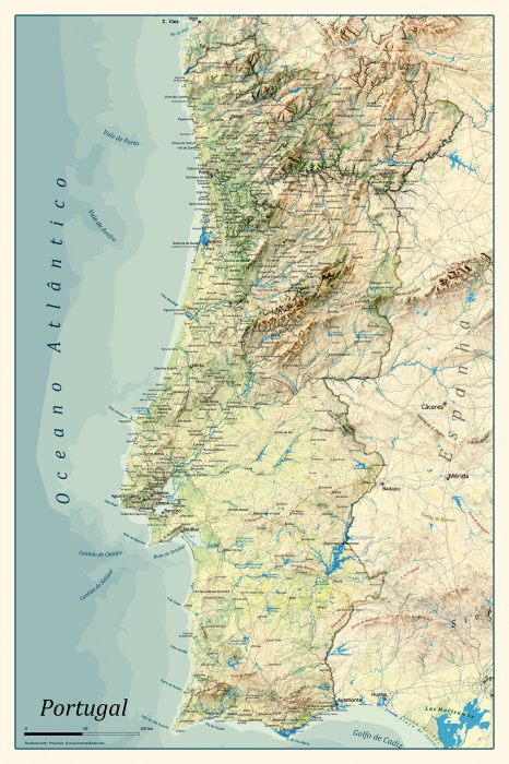 Physical map of Portugal [2]