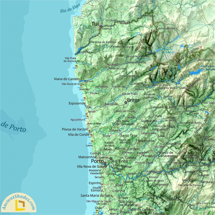 Physical map of Portugal [3]