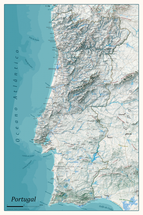 Physical map of Portugal [2]
