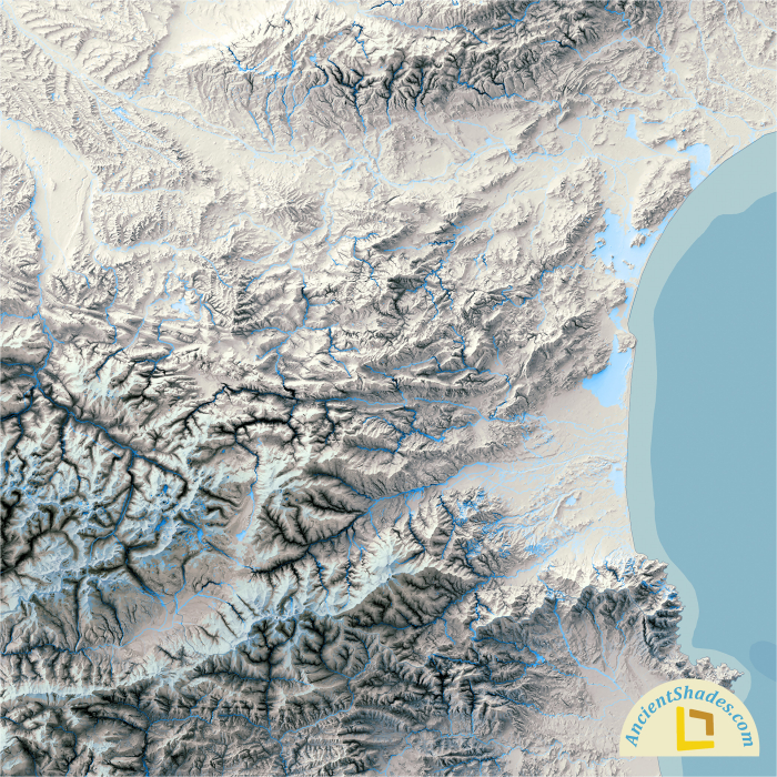 Minimalist relief map of The Pyrenees [3]