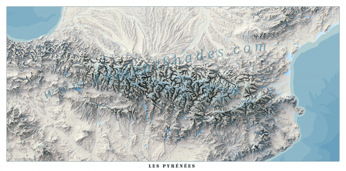 Minimalist relief map of The Pyrenees [2]