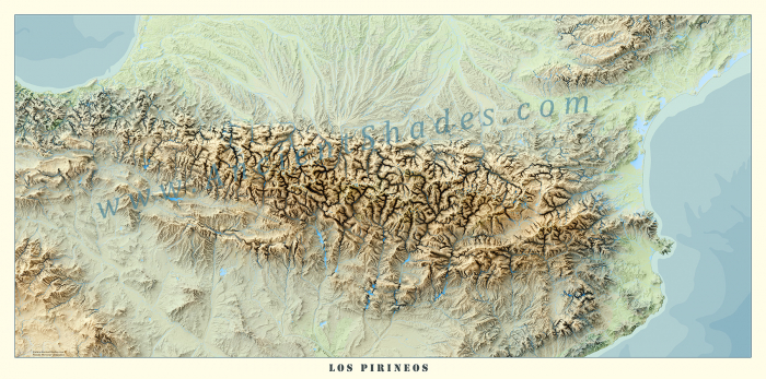 Minimalist relief map of The Pyrenees [2]