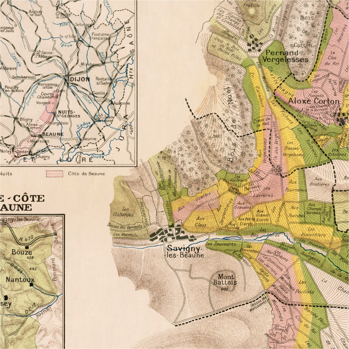 La Côte de Beaune wine map. [4]