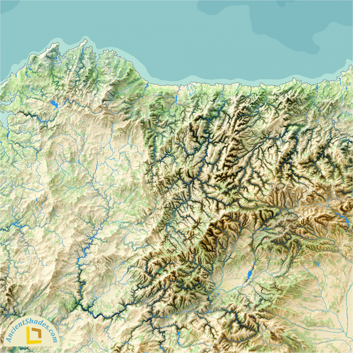 Minimalist relief map of Spain, summer edition, with modern terrain design [4]