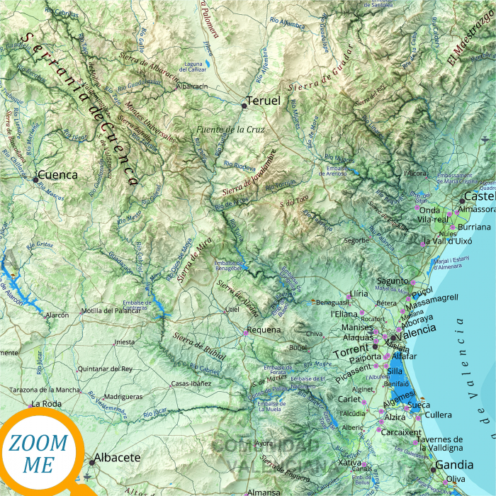 Spring-themed physical map of Spain [3]