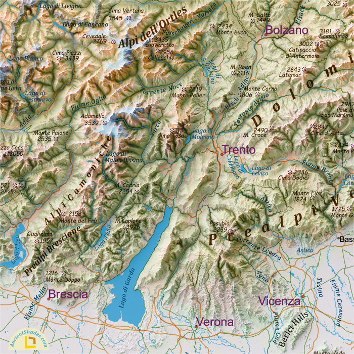 Modern Alps Relief Map – Decorative Mountain Range Poster [2]
