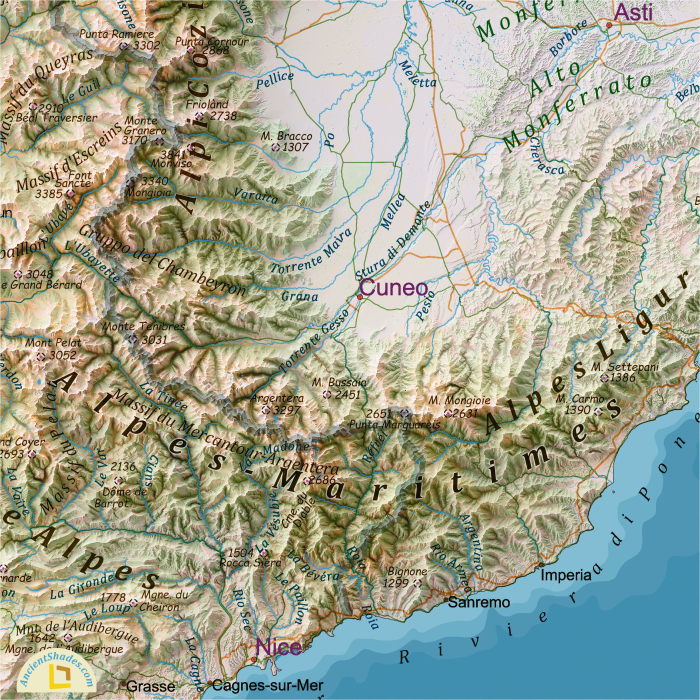 Modern Alps Relief Map – Decorative Mountain Range Poster [3]