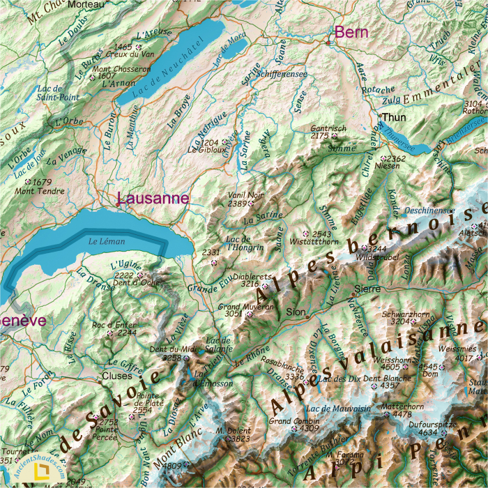 Vivid Alps Physical Map – Mountain Range Wall Decor [4]