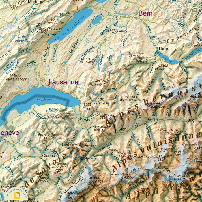 Relief map of The Alps [4]