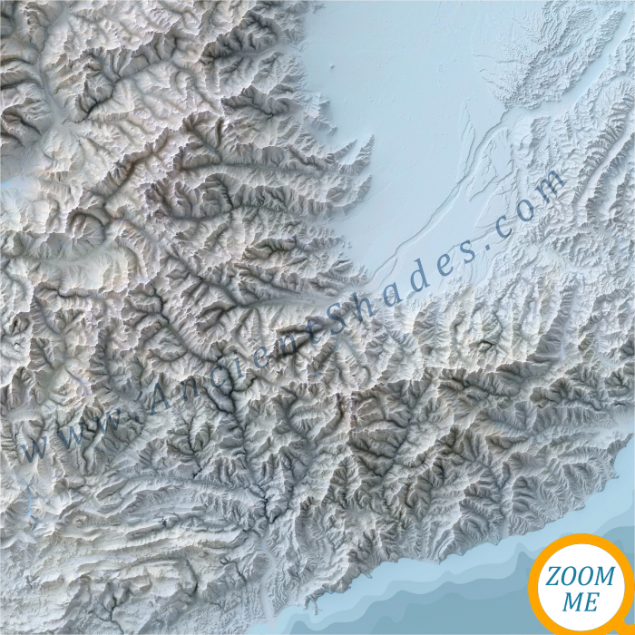Minimalist relief map of The Alps [3]