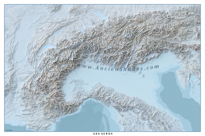 Minimalist relief map of The Alps [2]