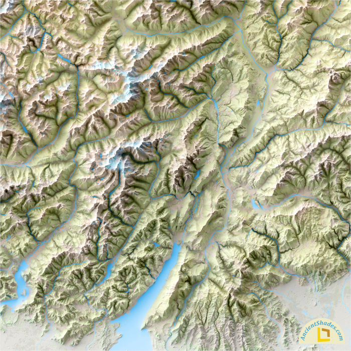 Minimalist relief map of The Alps [3]