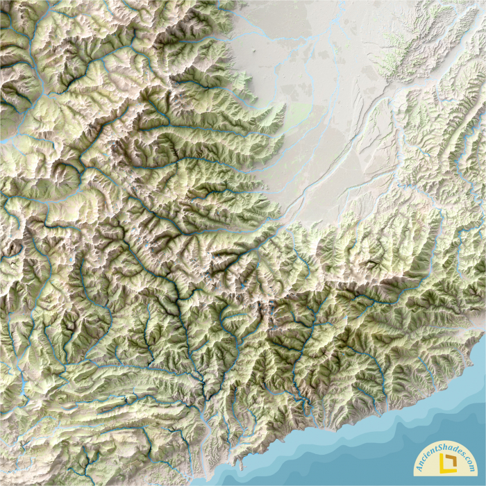 Minimalist relief map of The Alps [4]