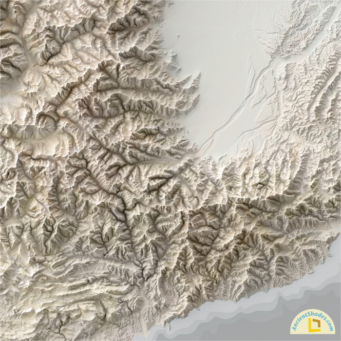 Minimalist relief map of The Alps [4]