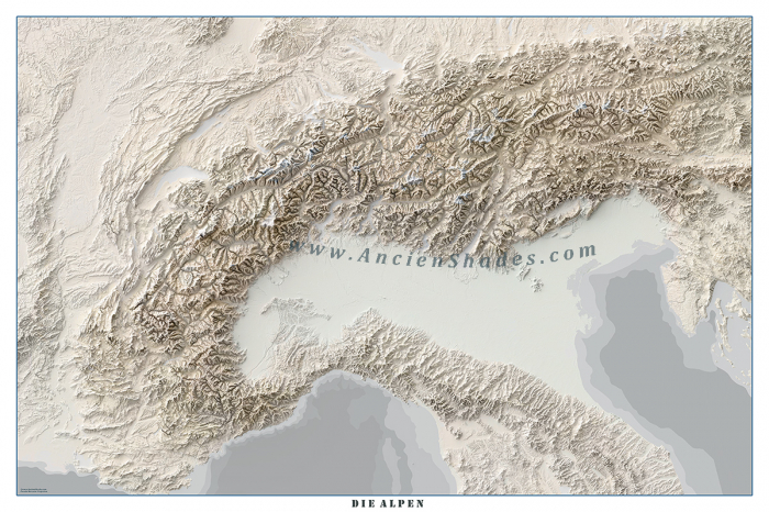 Minimalist relief map of The Alps [2]