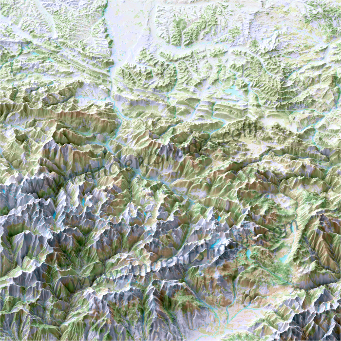 Pyrenees Topographical Map, Perspective View [2]