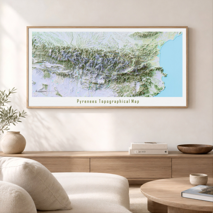 Pyrenees Topographical Map, Perspective View [3]