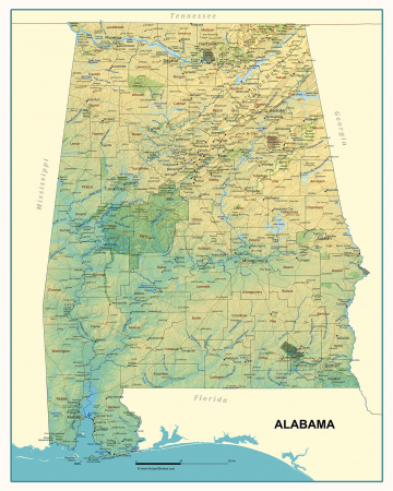 Alabama physical map [1]