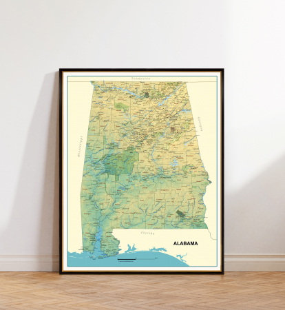 Country maps - Alabama physical map