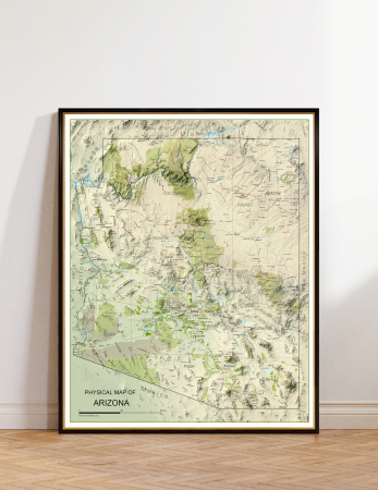 Country maps - Arizona physical map, shaded relief effect