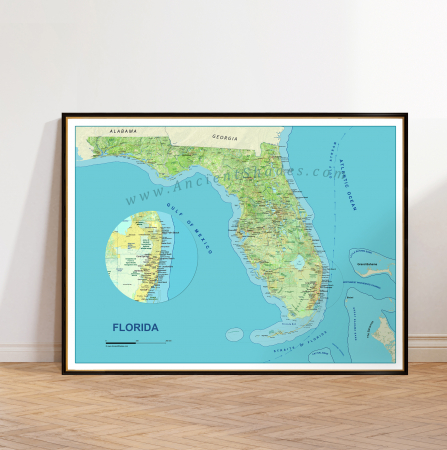 Country maps - Florida physical map