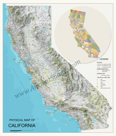 California Cold Relief Map – Topographical Wall Art [1]