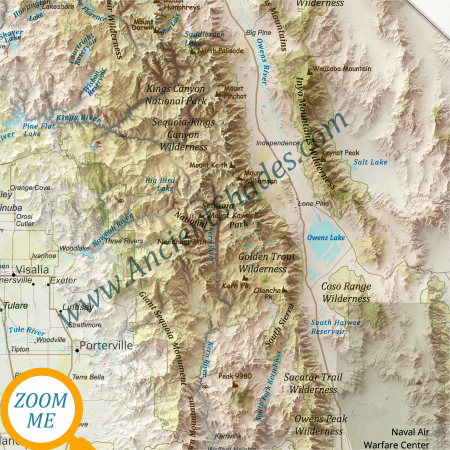 California Warm Relief Map – Physical Mountain Range Poster [2]