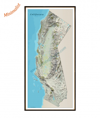 Country maps - California Minimalist Cold Map – Mountain Range Wall Poster