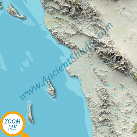 California Minimalist Cold Map – Mountain Range Wall Poster [5]