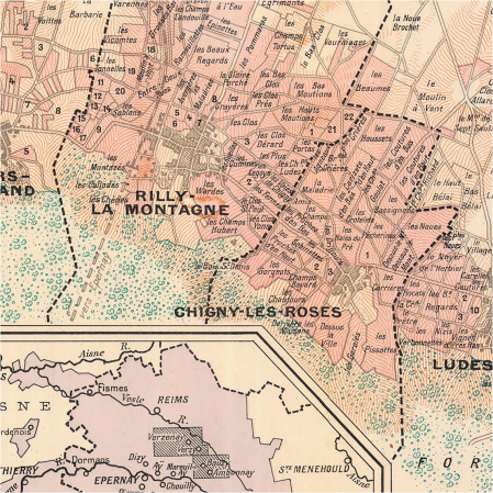 Montagne de Reims wine map. [4]