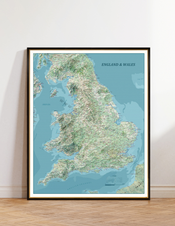 Country maps - England Decorative Relief Map – Large Wall Poster for Travel Lovers