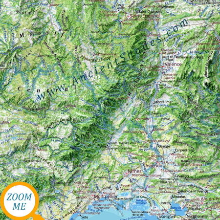 Colorful France Physical Map – Decorative Topographical Poster [2]