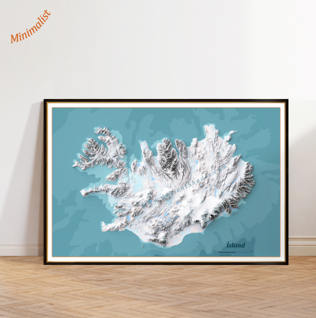 Country maps - Minimalist relief map of Iceland