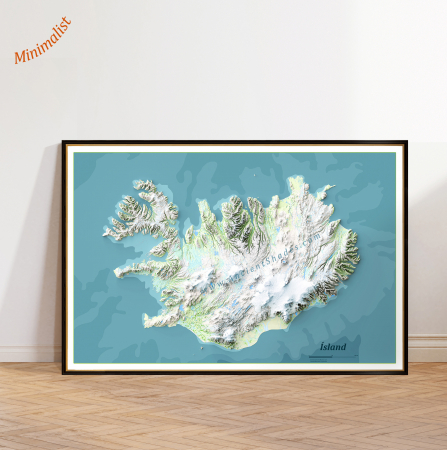Country maps - Minimalist relief map of Iceland