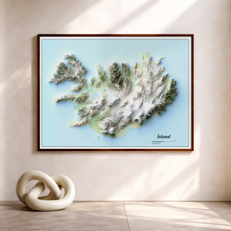Country maps - Minimalist relief map of Iceland