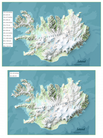 Minimalist relief map of Iceland [5]