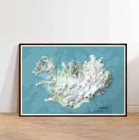Country maps - Physical map of Iceland