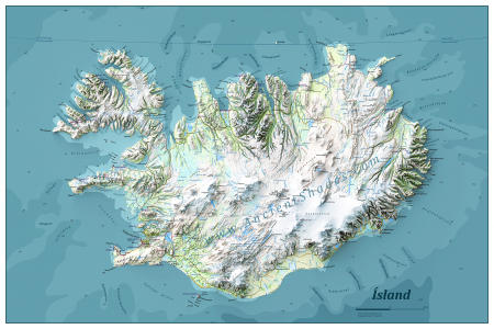 Physical map of Iceland [1]