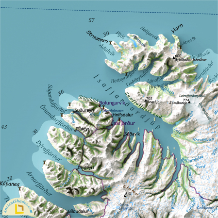 Physical map of Iceland [2]