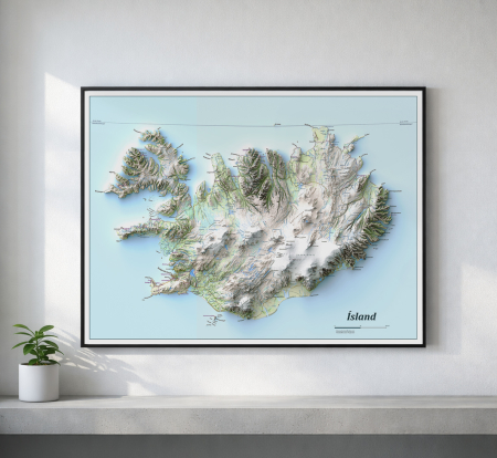 Country maps - Physical map of Iceland