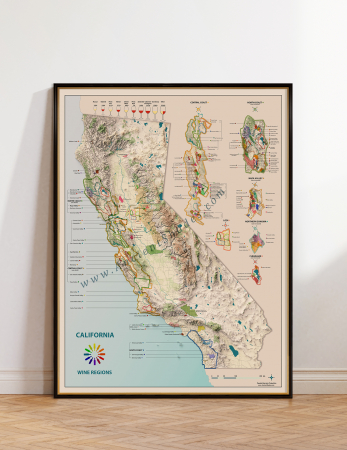 Wine maps - California Wine Region Map – Vineyards & Terroirs Poster
