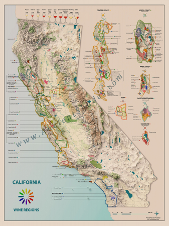 California Wine Region Map – Vineyards & Terroirs Poster [1]