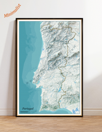 Country maps - Minimalist relief map of Portugal
