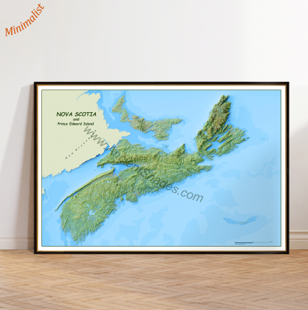 Geo areas - Minimalist physical map of Nova Scotia and Prince Edward Island 