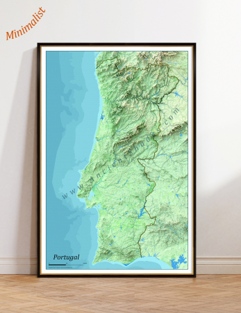 Country maps - Minimalist relief map of Portugal
