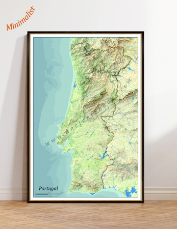 Country maps - Minimalist relief map of Portugal