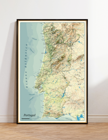 Country maps - Physical map of Portugal