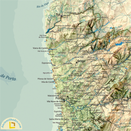 Physical map of Portugal [2]