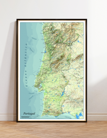 Country maps - Relief map of Portugal