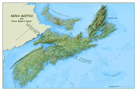 Physical map of Nova Scotia and Prince Edward Island. [1]